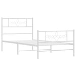 Metal Bed Frame with Headboard and Footboard White