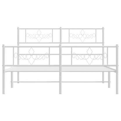 Metal Bed Frame with Headboard and Footboard - Black Queen Size