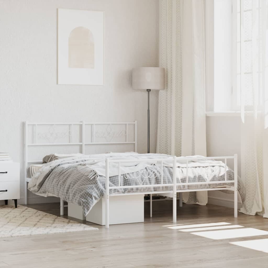 Metal Bed Frame with Headboard and Footboard - Black Queen Size