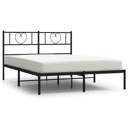Metal Bed Frame with Headboard-Black Queen