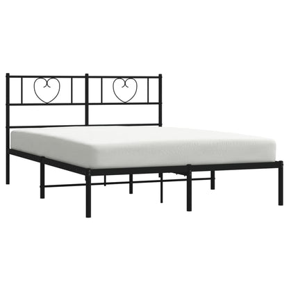 Metal Bed Frame with Headboard-Black Queen