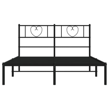 Metal Bed Frame with Headboard-Black Queen