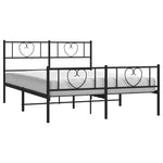 Metal Bed Frame with Headboard and Footboard-Black