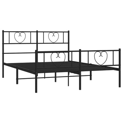 Metal Bed Frame with Headboard and Footboard-Black Queen