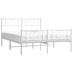 Metal Bed Frame with Headboard and Footboard-White