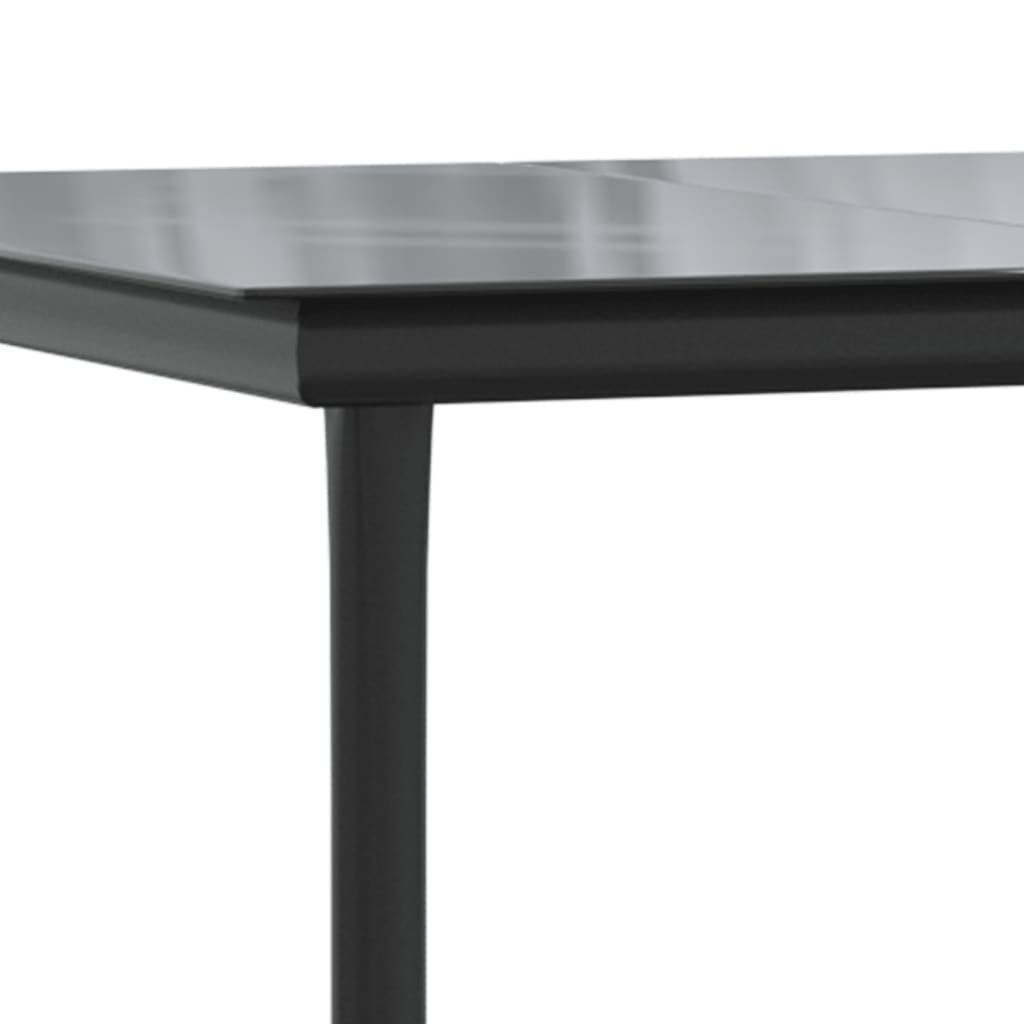 9 Piece Garden Dining Set Black Steel