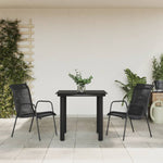 3 Piece Garden Dining Set Black Steel and Textilene