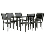 7-Piece Garden Dining Set Black Steel and Textilene