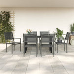 7-Piece Garden Dining Set Black Steel and Textilene