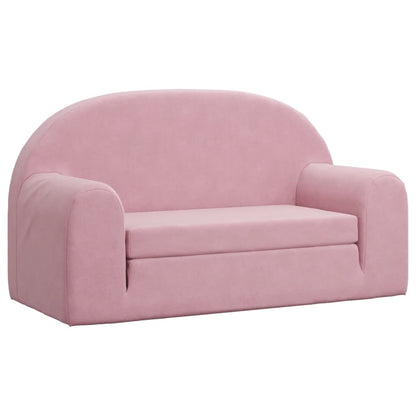 Kids Sofa Bed 2-Seater Pink Plush | HomeAndLiving
