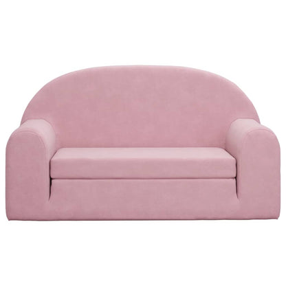 Kids Sofa Bed 2-Seater Pink Plush | HomeAndLiving