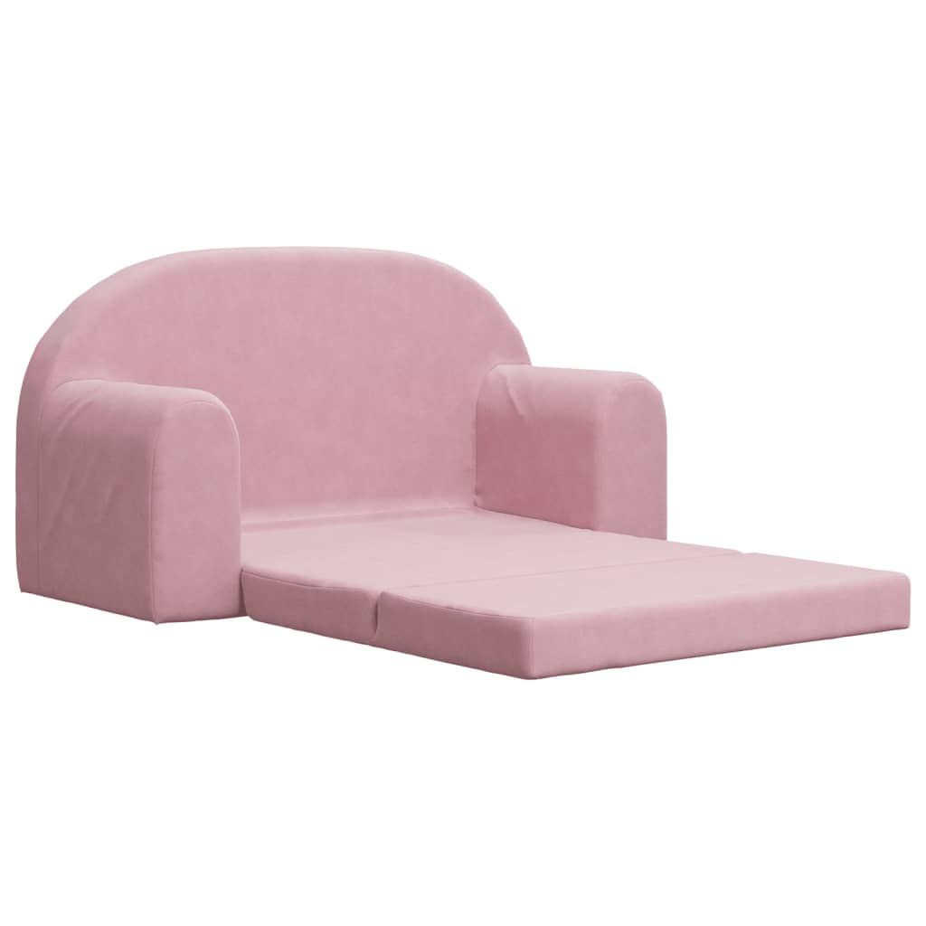 Kids Sofa Bed 2-Seater Pink Plush | HomeAndLiving