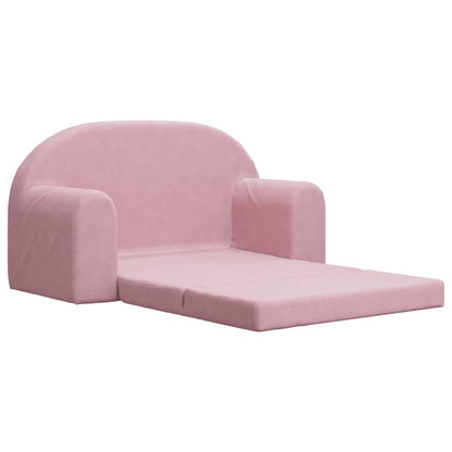 Kids Sofa Bed 2-Seater Pink Plush | HomeAndLiving