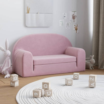 Kids Sofa Bed 2-Seater Pink Plush | HomeAndLiving