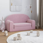 Kids Sofa Bed 2-Seater Pink Plush | HomeAndLiving