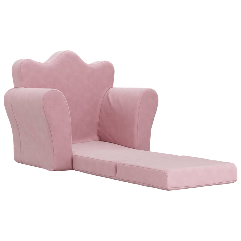 Kids Sofa Bed Pink Plush Toddler Chair | HomeAndLiving