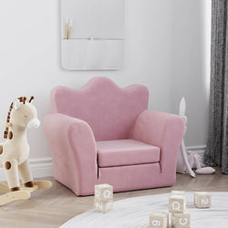 Kids Sofa Bed Pink Plush Toddler Chair | HomeAndLiving