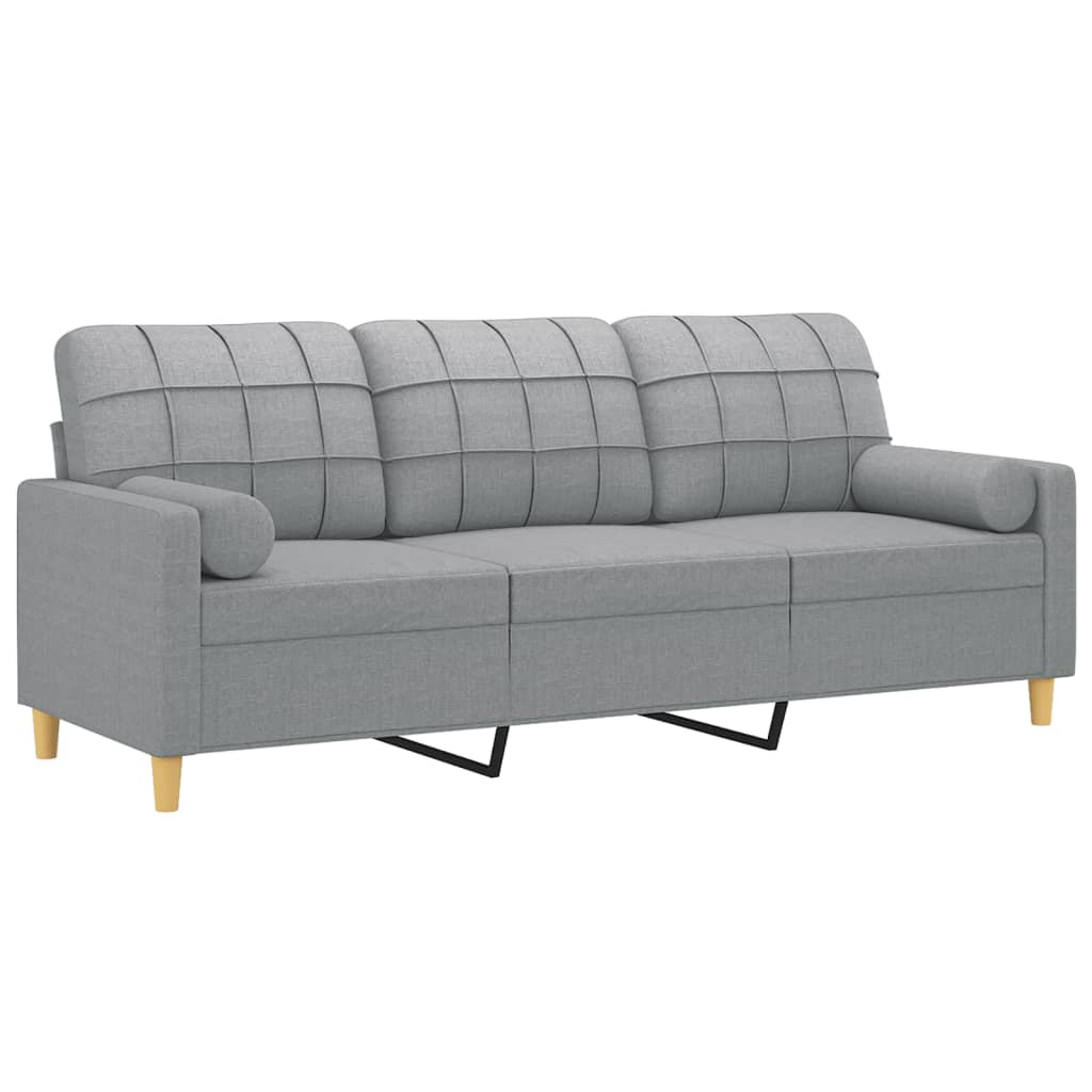 3-Seater Sofa with Throw Pillows Dark Grey Fabric
