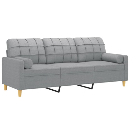 3-Seater Sofa with Throw Pillows Dark Grey Fabric