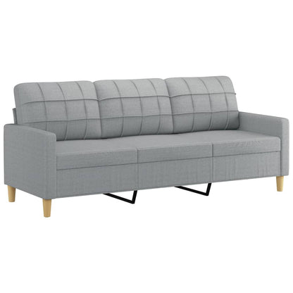3-Seater Sofa with Throw Pillows Dark Grey Fabric