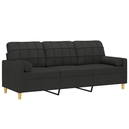 3-Seater Sofa with Throw Pillows Dark Grey Fabric
