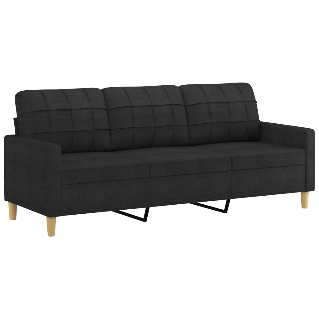 3-Seater Sofa with Throw Pillows Dark Grey Fabric