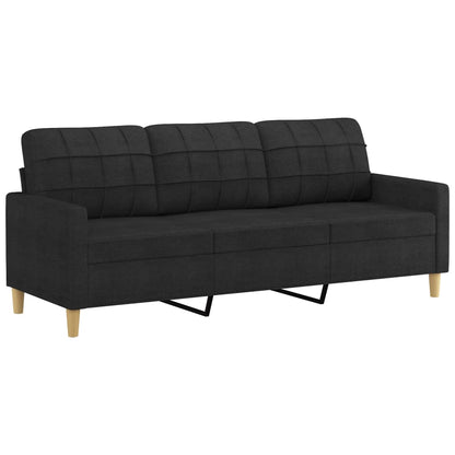 3-Seater Sofa with Throw Pillows Dark Grey Fabric