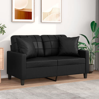 2-Seater Sofa with Throw Pillows Cappuccino Faux Leather