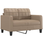 2-Seater Sofa with Throw Pillows Cappuccino Faux Leather