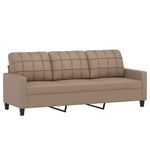3-Seater Sofa with Throw Pillows Cappuccino Faux Leather