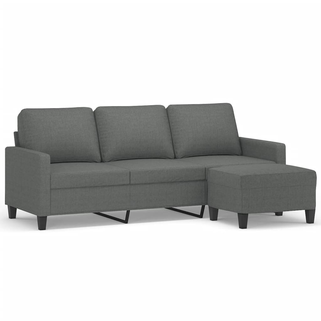 Fabric 3-Seater Sofa Set with Complementary Footstool