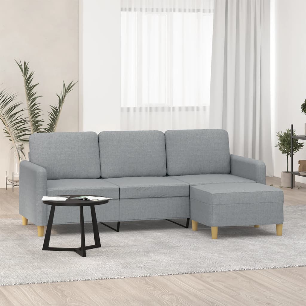 Fabric 3-Seater Sofa Set with Complementary Footstool