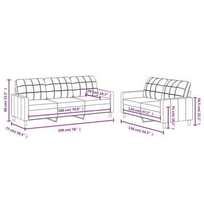 2 Piece Sofa Set with Cushions Light Grey Fabric