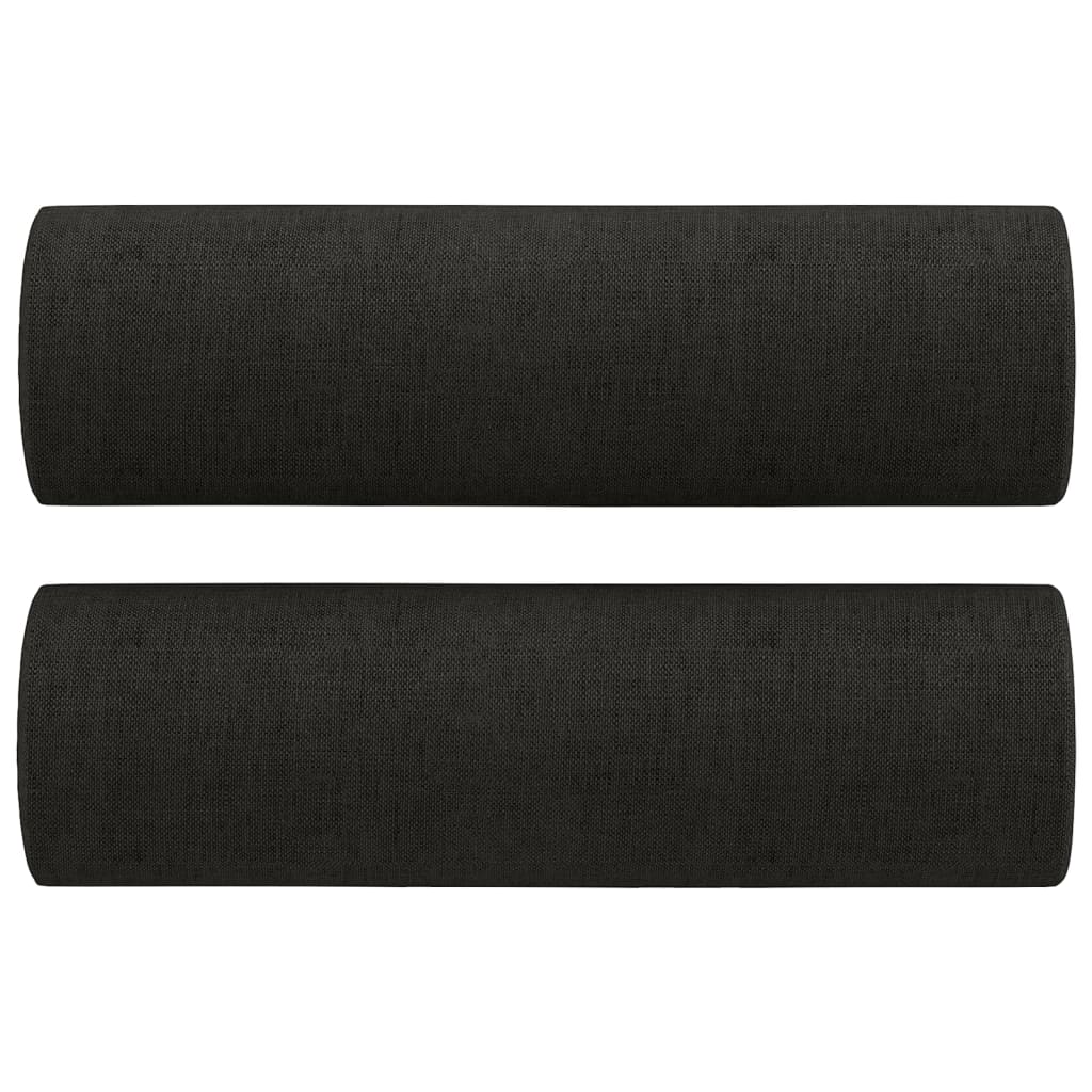 2 Piece Sofa Set with Pillows Black Fabric