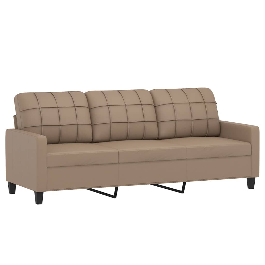 3 Piece Sofa Set with Cushions Black Faux Leather