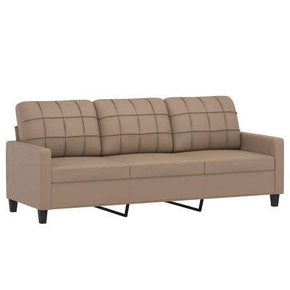 3 Piece Sofa Set with Cushions Black Faux Leather
