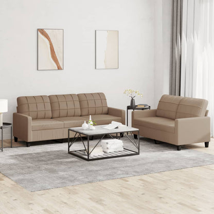 3 Piece Sofa Set with Cushions Black Faux Leather