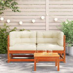 Garden Sofas Corner with Cushions 2 pcs Wax Brown Solid Wood Pine