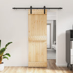 Sliding Door with Hardware Set Solid Wood Pine