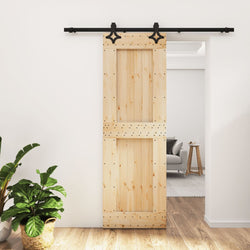 Sliding Door with Hardware Set-Solid Wood Pine