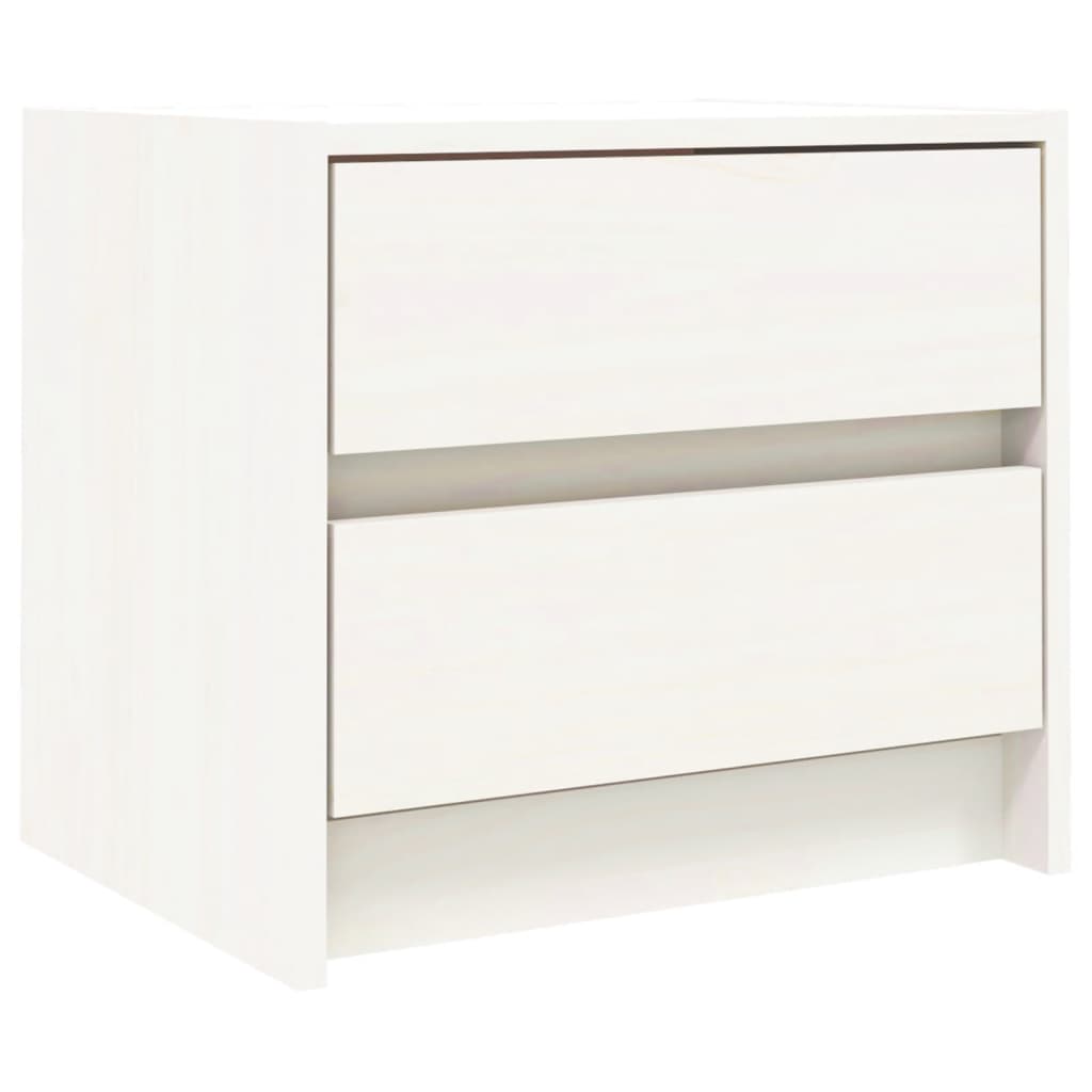 Bedside Cabinet White Solid Wood Pine - 40×31×35.5cm
