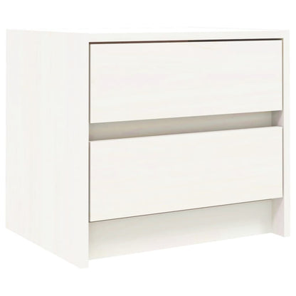 Bedside Cabinet White Solid Wood Pine - 40×31×35.5cm