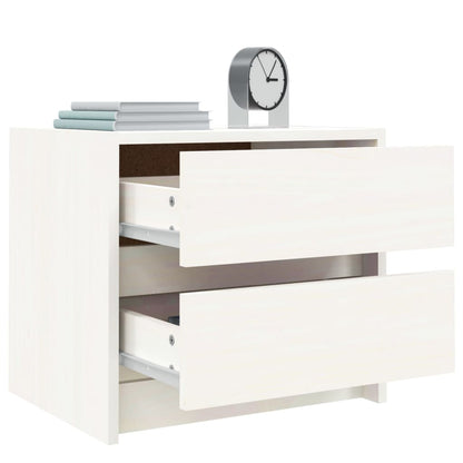 Bedside Cabinet White Solid Wood Pine - 40×31×35.5cm