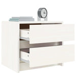 Bedside Cabinet White Solid Wood Pine