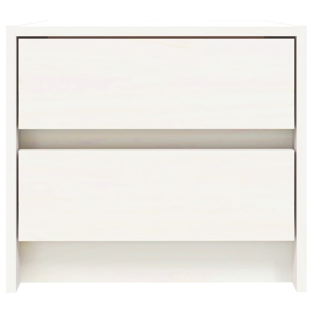 Bedside Cabinet White Solid Wood Pine - 40×31×35.5cm