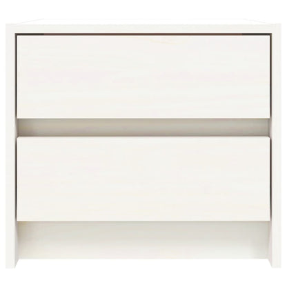 Bedside Cabinet White Solid Wood Pine - 40×31×35.5cm