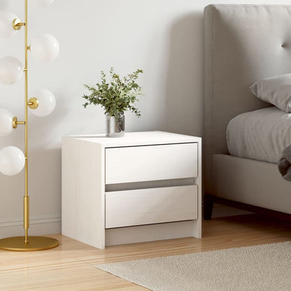 Bedside Cabinet White Solid Wood Pine - 40×31×35.5cm