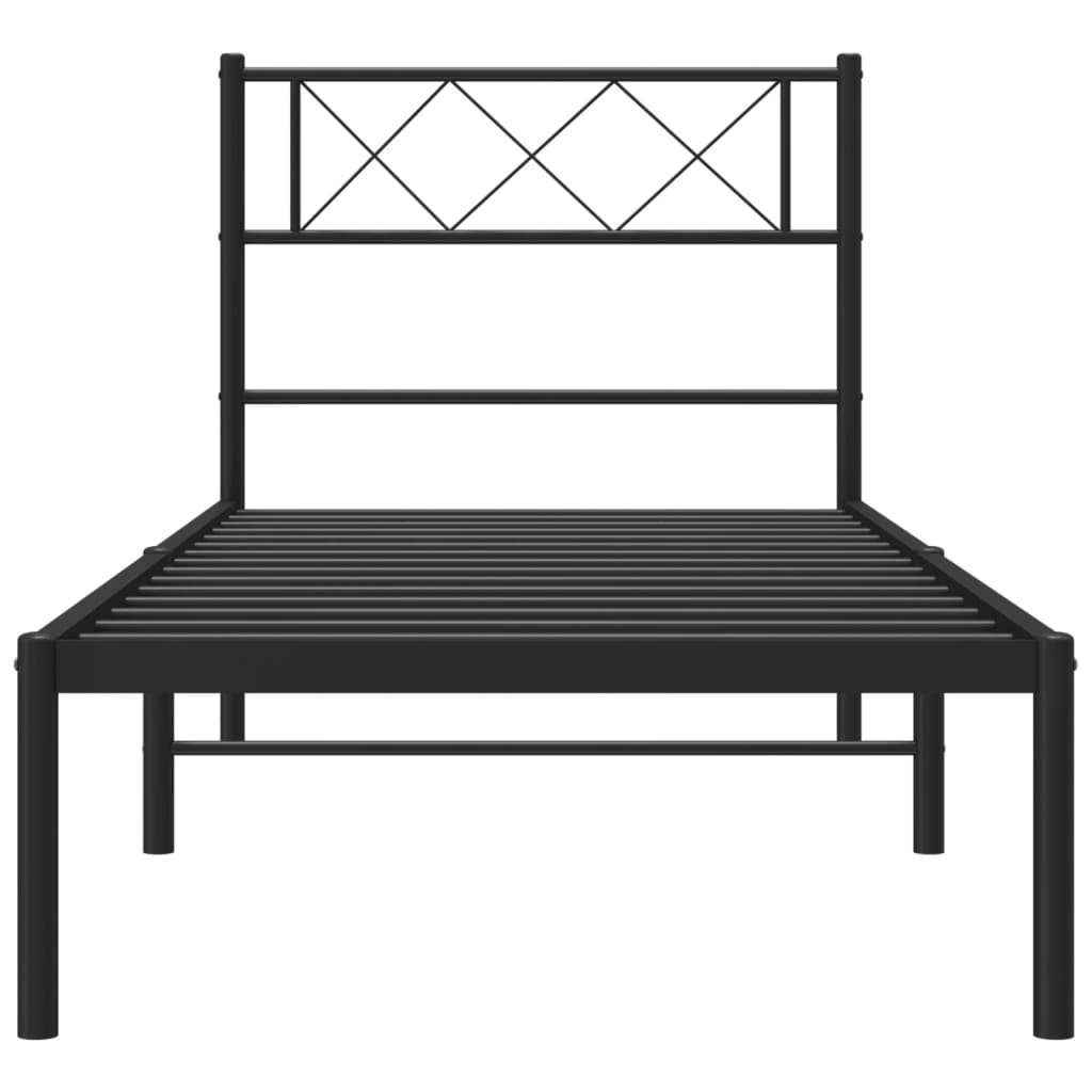 Black-Metal Bed Frame with Headboard and Footboard