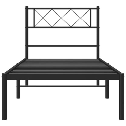 Black-Metal Bed Frame with Headboard and Footboard