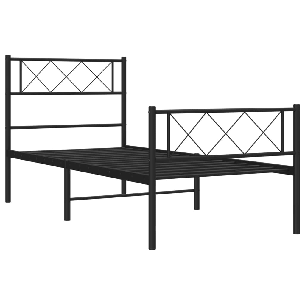 Black-Metal Bed Frame with Headboard and Footboard